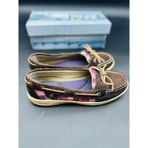 SPERRY Top Sider Angelfish Leather Suede Boat Deck Ladies Shoes Sz 8 Box Preppy
